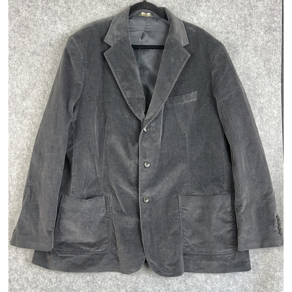 Eddie Bauer Corduroy Blazer Sport Coat Mens XXL Gray‎ Stretch 3 Button Linedton